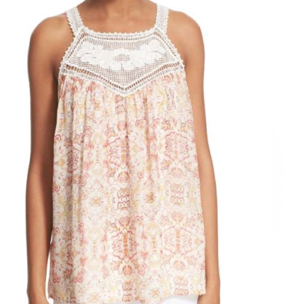 Joie Bayard Printed Crochet Tank